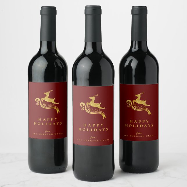 Étiquette Pour Bouteilles De Vin Élégant Golden Snowflake Holiday (Bouteilles)