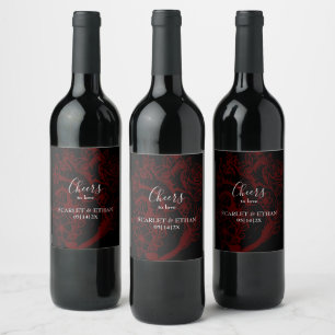 Étiquette Pour Bouteilles De Vin Élégant gothique noir & rouge Étiquette de vin de