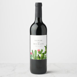 Étiquette Pour Bouteilles De Vin Elégant jardin de Cactus | MARIAGE