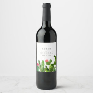 Étiquette Pour Bouteilles De Vin Elégant jardin de Cactus MARIAGE