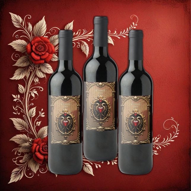Étiquette Pour Bouteilles De Vin Élégant luxueux emblème du coeur. (Créateur téléchargé)