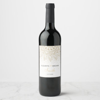 Étiquette Pour Bouteilles De Vin Elégant Mandala Confetti Design Or