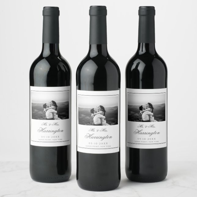 Étiquette Pour Bouteilles De Vin Élégant Mariage de calligraphie classique (Bouteilles)