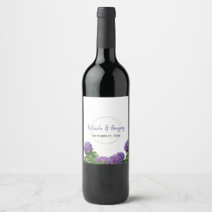 Étiquette Pour Bouteilles De Vin Élégant Mariage d'Hydrangée violette