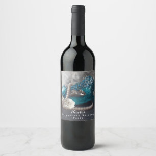 Étiquette Pour Bouteilles De Vin Élégant Masque de Bal Masqué & Étiquette de Vin de