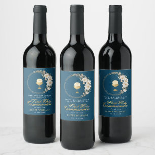 Étiquette Pour Bouteilles De Vin Élégant Merci de la Première Communion
