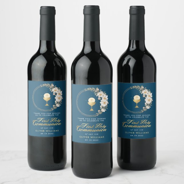 Étiquette Pour Bouteilles De Vin Élégant Merci de la première sainte communion (Bouteilles)