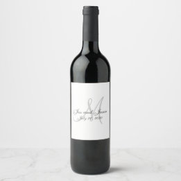Étiquette Pour Bouteilles De Vin Élégant Merci de noms de monogramme Mariage