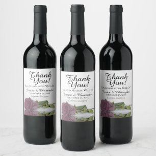 Étiquette Pour Bouteilles De Vin Elégant Merci Mariage rose Dusty Mauve Rose