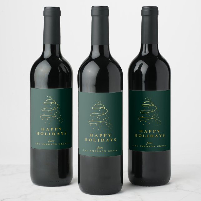 Étiquette Pour Bouteilles De Vin Élégant Moderne Gold Starry Holiday (Bouteilles)