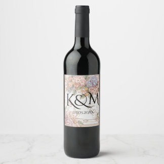 Étiquette Pour Bouteilles De Vin Élégant Pastel Vintage Arc Floral Mariage