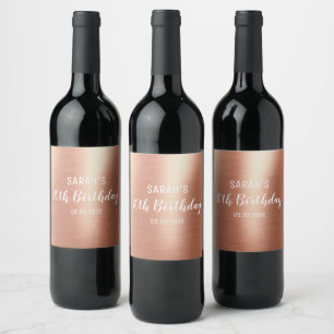 Étiquette Pour Bouteilles De Vin Élégant Rose Gold Foil n'importe quel âge 30e anni