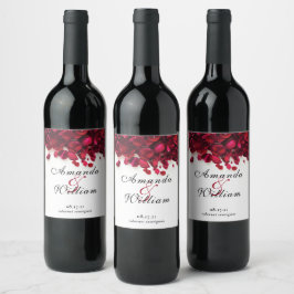 Étiquette Pour Bouteilles De Vin Élégant Rose Pétales Mariage