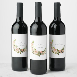 Étiquette Pour Bouteilles De Vin Élégant Rose Romance Mariage