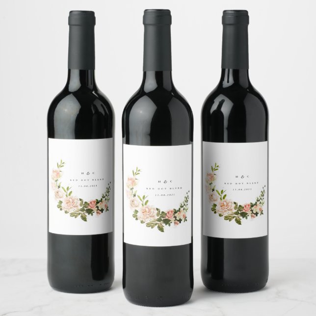 Étiquette Pour Bouteilles De Vin Élégant Rose Romance Mariage (Bouteilles)