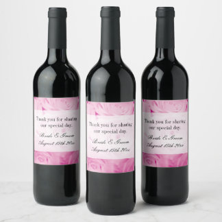 Étiquette Pour Bouteilles De Vin Élégant rose rose modèle mariage