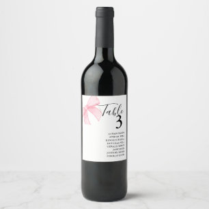 Étiquette Pour Bouteilles De Vin Élégant rose rose noir ruban Mariage de douche nup