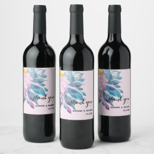 Étiquette Pour Bouteilles De Vin Elégant rose violet bleu Dahlia Aquarelle Art
