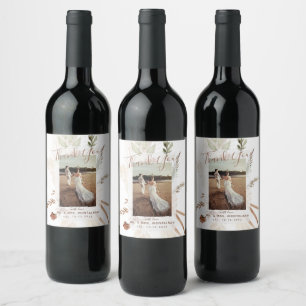Étiquette Pour Bouteilles De Vin Elégant Rustique Boho Pampas Étiquette à vin