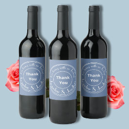 Étiquette Pour Bouteilles De Vin Elegant Wedding Custom Names Thank You Dusty Blue 