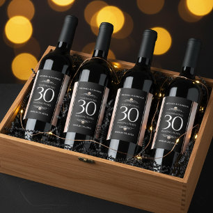 Étiquette Pour Bouteilles De Vin Elégante 30ème Mariage Pearl Anniversaire de céléb