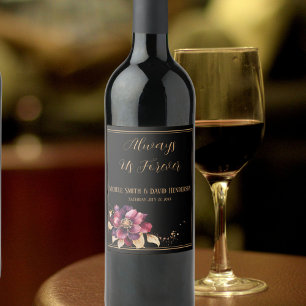 Étiquette Pour Bouteilles De Vin Elégante aquarelle Noir Or Bourgogne