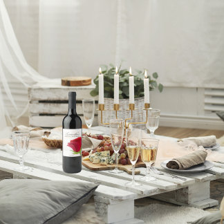 Étiquette Pour Bouteilles De Vin Élégante Baby Shower de rose rouge 