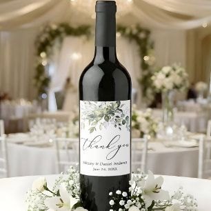 Étiquette Pour Bouteilles De Vin Élégante calligraphie Aquarelle Verdure Mariage