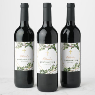 Étiquette Pour Bouteilles De Vin Élégante confirmation botanique d'or