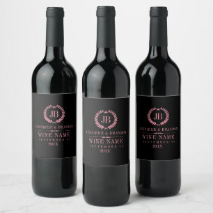 Étiquette Pour Bouteilles De Vin Élégante couronne de laurier rose