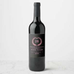 Étiquette Pour Bouteilles De Vin Élégante couronne de laurier rose