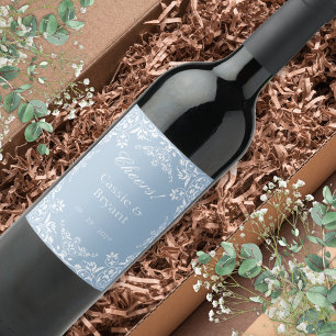 Étiquette Pour Bouteilles De Vin Elégante Dusty Blue Chic Cheers Mariage élégant