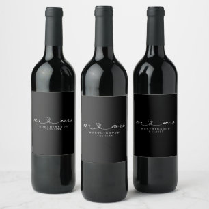 Étiquette Pour Bouteilles De Vin Élégante Étiquette de Vin de Mariage de M. et Mme