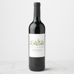 Étiquette Pour Bouteilles De Vin Élégante Fête de Mariage aux Fleurs Sauvages