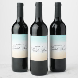 Étiquette Pour Bouteilles De Vin Élégante Fête des mariées côtière tropicale