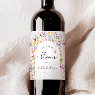 Étiquette Pour Bouteilles De Vin Élégante Fête des mariées florale Blush
