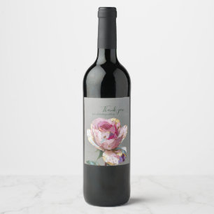Étiquette Pour Bouteilles De Vin Élégante Rose Rose Impasto Floral Mariage