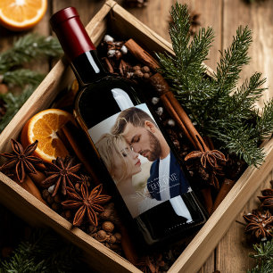 Étiquette Pour Bouteilles De Vin Élégante typographie moderne paysage mariage photo