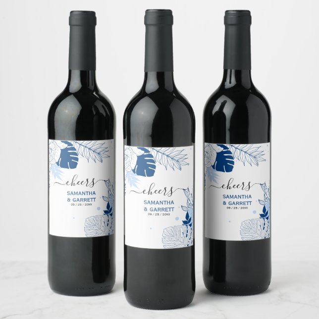 Étiquette Pour Bouteilles De Vin Élégants Feuilles tropicaux (Bouteilles)