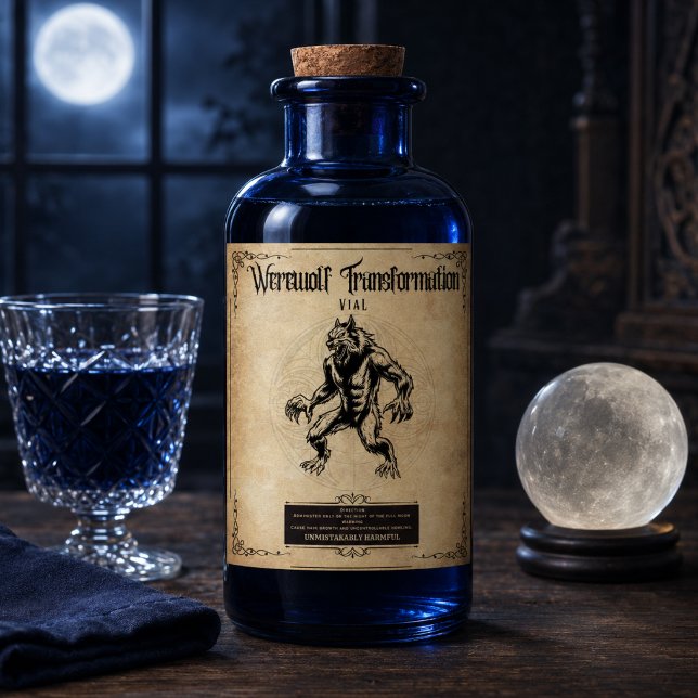 Étiquette Pour Bouteilles De Vin Élixir de Transformation de Loup-Garou : Embrasser (Créateur téléchargé)