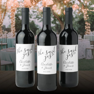Étiquette Pour Bouteilles De Vin Elle A Dit Oui Engagement Partie Amour Coeur