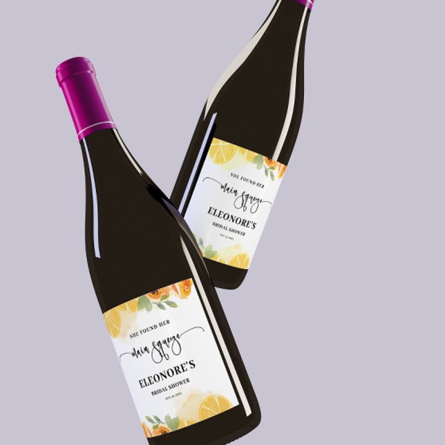 Étiquette Pour Bouteilles De Vin Elle a trouvé sa douche de mariée Main Squeeze  (Créateur téléchargé)