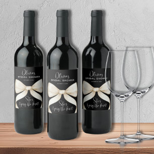 Étiquette Pour Bouteilles De Vin Elle Attache le Nœud de Mariée Bow Réception de Ma