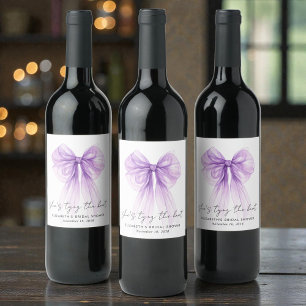 Étiquette Pour Bouteilles De Vin Elle Noue Le Nœud Lavande Bow Réception De Mariage