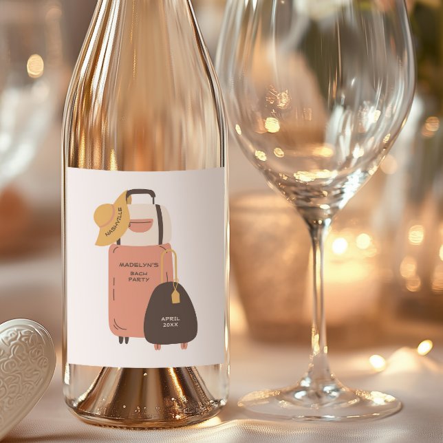 Étiquette Pour Bouteilles De Vin Emballez vos sacs Bagages Destination Bachelorette (Créateur téléchargé)