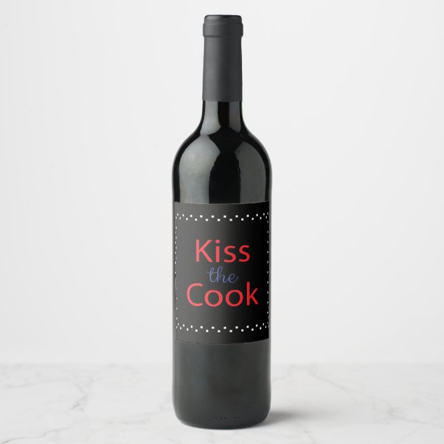 Étiquette Pour Bouteilles De Vin Embrasse Le Cuisinier (Devant)