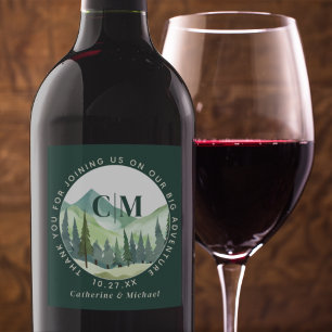 Étiquette Pour Bouteilles De Vin Emerald Greenery Mountain Pine Rustic Mariage