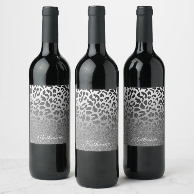 Étiquette Pour Bouteilles De Vin Empreinte de léopard parties scintillant (Bouteilles)