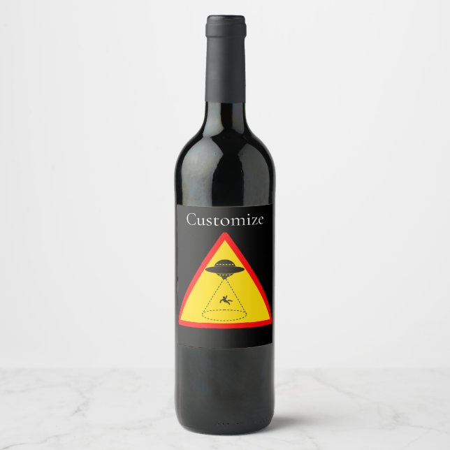 Étiquette Pour Bouteilles De Vin Enlèvement d'Alien UFO Thunder_Cove (Devant)
