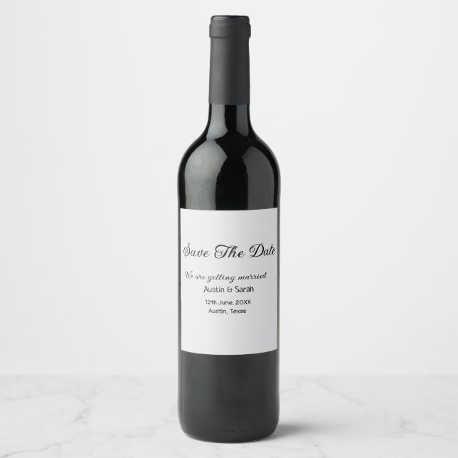 Étiquette Pour Bouteilles De Vin Enregistrer la date scanne QR site Web mariage tex (Devant)
